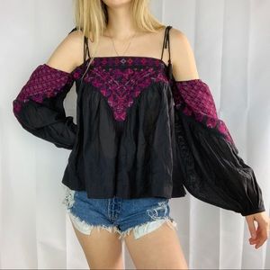 Free People Balloon embroidered off the shoulder